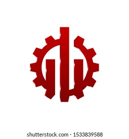 Logo with graph bar inside cog gear. Business finance logo design vector. 