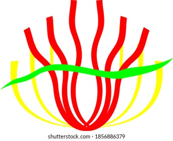 Logo mit Grasform in grünem Rot und Gelb. Firmenlogo.