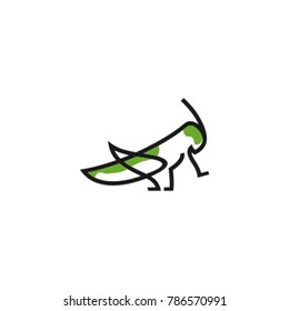 logo grasshopper with monoline style, unique design, vector illustration