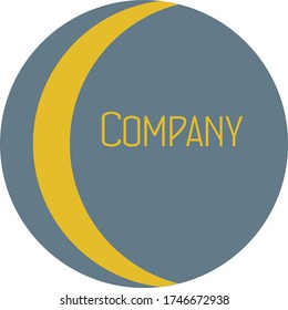 Logo. Grauer Kreis mit gelbem Streifen.