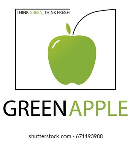 Logo - Green apple with border and text - Think green, Think fresh!