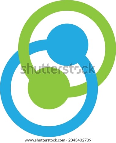Logo; green and blue rings interlocked; unity; abstract logo.