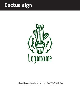 logo green cactus, suitable for hand maid activities or flower shop
