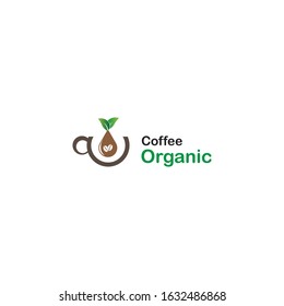 logo in green coffee and Vector design