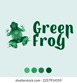 arte vectorial de rana verde con logotipo
