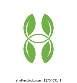 Logo green H leaf vector designs