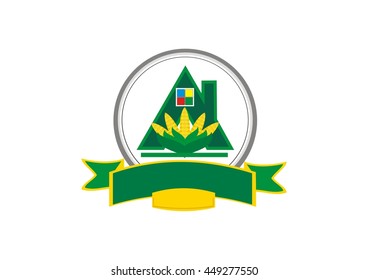 logo green house icon corn