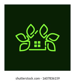 Logo : Green house logo and icon design. Eco green building resident.