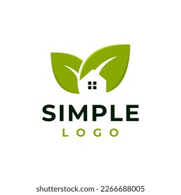 logo green house leaf  green template