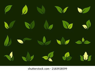 Logo of green leaf. Ecology nature element vector icon. Eco vegan bio. Vector illustration