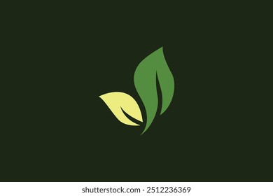 Logo of green leaf. Ecology nature element vector icon. Eco vegan bio. Vector illustration Free Vector design editable background