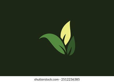 Logo of green leaf. Ecology nature element vector icon. Eco vegan bio. Vector illustration Free Vector design editable background