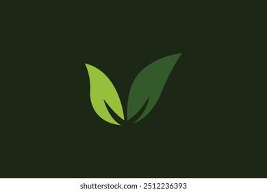 Logo of green leaf. Ecology nature element vector icon. Eco vegan bio. Vector illustration Free Vector design editable background