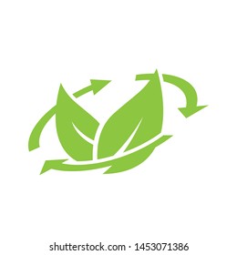Logo of green leaf ecology with recycle icon nature element vector icon