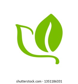 Logo von grünem Teeblatt. Ökologie Naturelement Vektorsymbol organischen Ursprungs. Eco-vegan-Biokalligrafie, handgezeichnet
