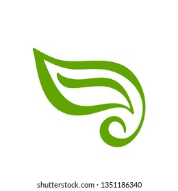 Logo of green leaf of tea. Ecology nature element vector icon tropical. Eco vegan bio calligraphy hand drawn illustration