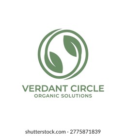 Logo with green leaves in circle