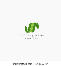 logo of green leaves forming a letter N, vector design, fully editable