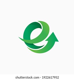 logo green letter e and arrow up symbol