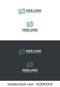 logo with a green letter n, thin stroke