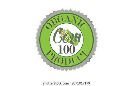 Logo of green organic clean food - corn. The label is suitable for packaging, green eco bioproduct, business, environment and label