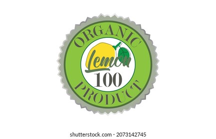 Logo of green organic clean food - lemon. The label is suitable for packaging, green eco bioproduct, business, environment and label