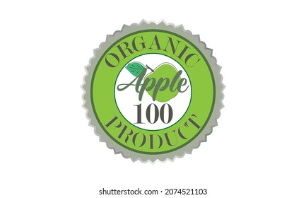 Logo of green organic clean food - apple. The label is suitable for packaging, green eco bioproduct, business, environment and label