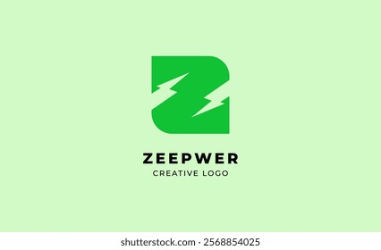 Logo Green Power and Letter Z with elegant bold concept. Monogram minimalist and modern design.