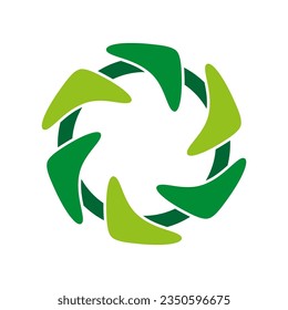 Logo der grünen Serrationen in einem Kreis angeordnet. Vektorgrafik. EPS10.