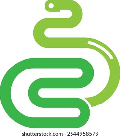 Logo green snake head left without outline sign and symbol of 2025 year icon.
