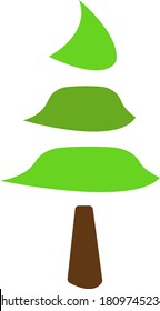 logo green spruce bright tree with brown trunk on white background icon for design concept of nature and environment