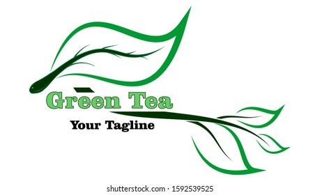  logo for green tea shops, for herbal teas, and can also be used as another tea company logo
