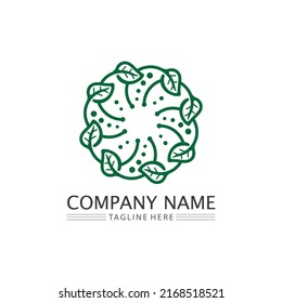 Logotipo del vector de la ecología de la hoja de árbol verde