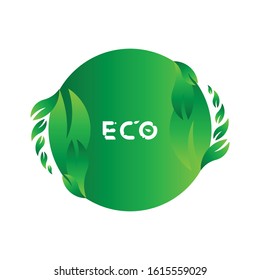 Logo with green tree leaf for world ecology nature. Flat Vector Illustration EPS10