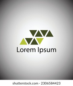 A logo with green triangles design
