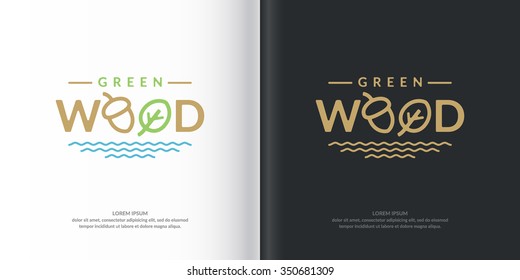 Logo green wood. Graphic sign of the city Park. Vector illustration. A sign with the symbol of the forest.