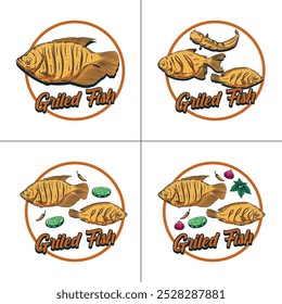 Un logotipo para el restaurante de especialidades de pescado a la parrilla