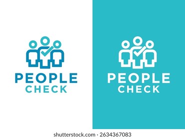 Logo de un grupo de personas con una marca de verificación, logotipo de comunidades seleccionadas y socios comerciales	