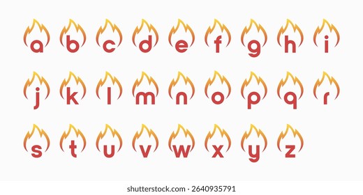 logo group set of alphabet letters and fire