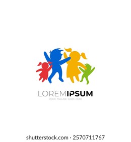 logo of a group of small children playing, kindergarten logos