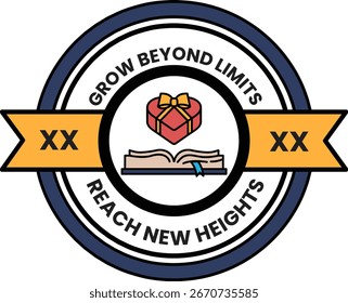A logo for Grow Beyond Limits Reach New Heights. The logo features a heart and a book