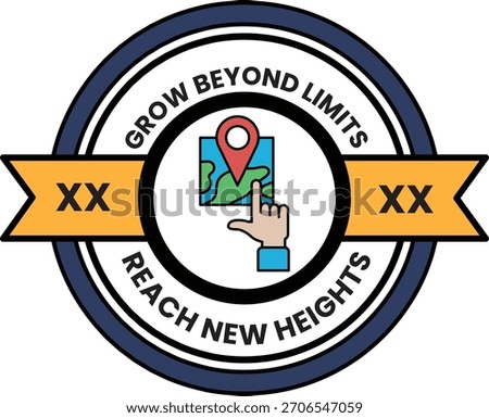 A logo for Grow Beyond Limits Reach New Heights. The logo features a hand pointing to a map, symbolizing the idea of reaching new heights