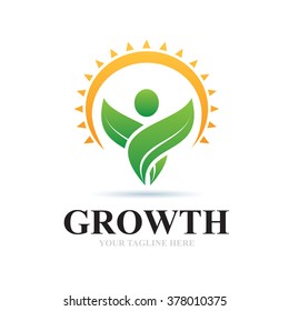 Logotipos de logotipos de diseño de plantillas de elementos del icono de crecimiento del logotipo