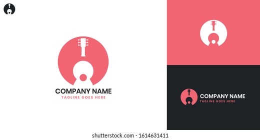 Logo Guitar - All elements on this template are editable with vector software.