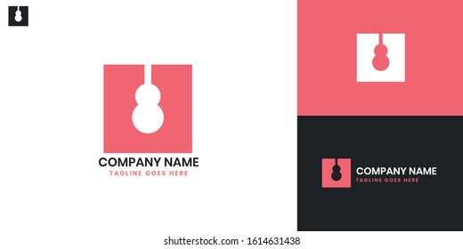 Logo Guitar - All elements on this template are editable with vector software.