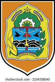 Logo of Gunungkidul Regency, Painting of banyan tree which symbolizes protection, shelter for people who need leadership and protection with 5 (five) basic roots