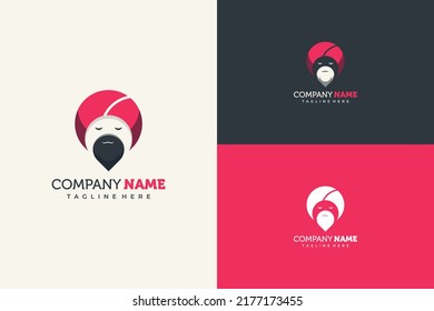 logo guru mascot with turban and beard