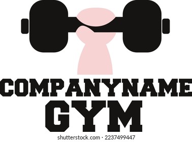 the logo of the gym is in the form of a hand that is lifting dumbbells upright. The logo is designed like a cartoon so that it has its own characteristics.