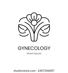 Logo gynecology flower in the shape of the female reproductive system for women health medical centers