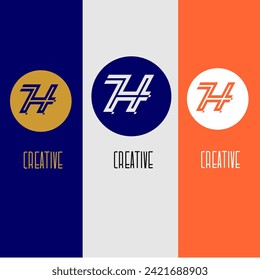 Logo H círculo monograma identidad abstracta colorida creativa icono vectorial plantilla